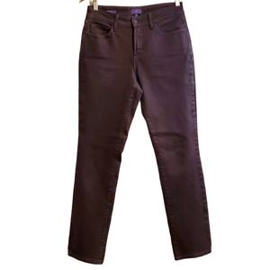 Nydj 4 Sheri Slim Dark Chocolate Brown Jeans